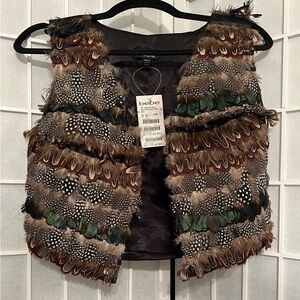 BEBE Multi Feather Vest - Multicolor M/L NWT